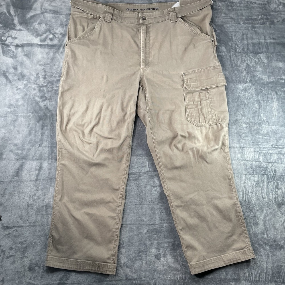 Duluth Trading Coolmax Flex Firehose Mens 44x30 Fits 46x30 Cargo Work Pants Tan